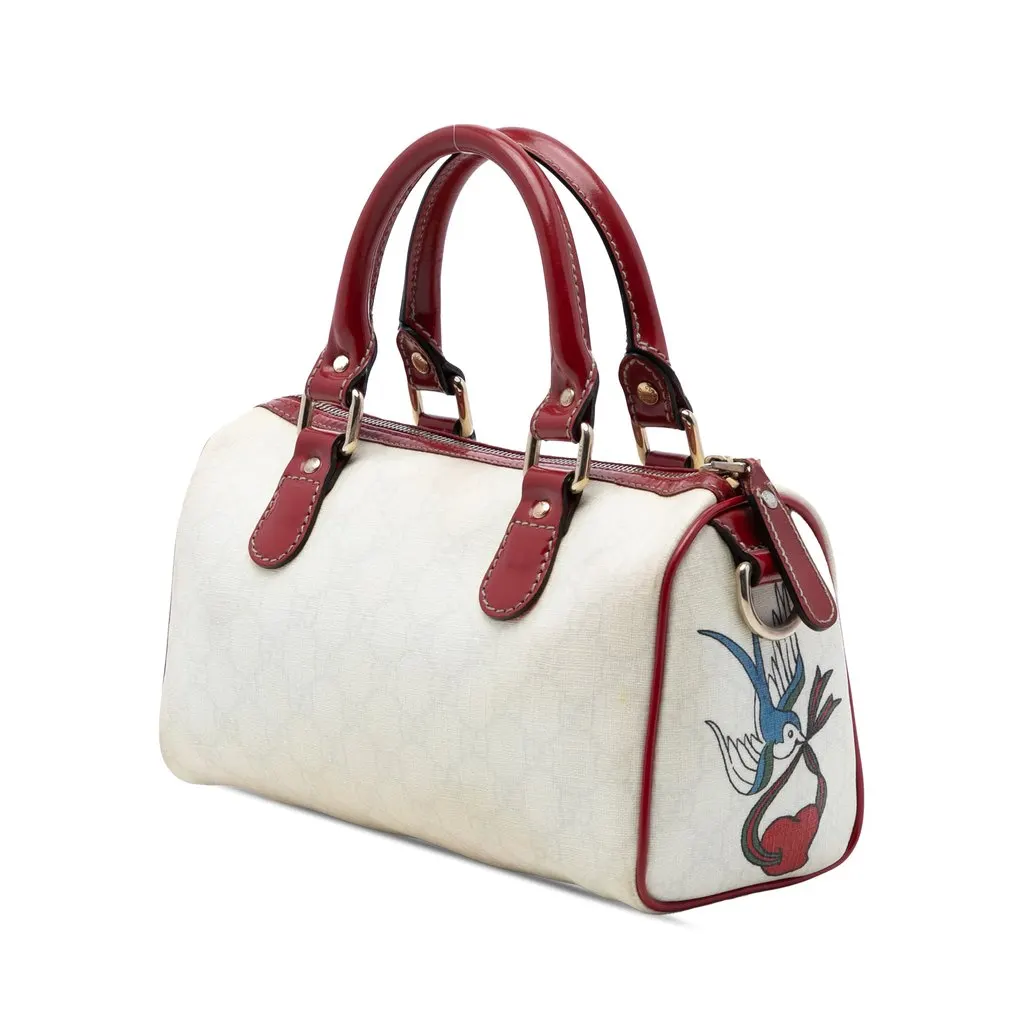 Gucci Small GG Supreme Joy Tattoo Heart Boston Bag White Very good - Back View