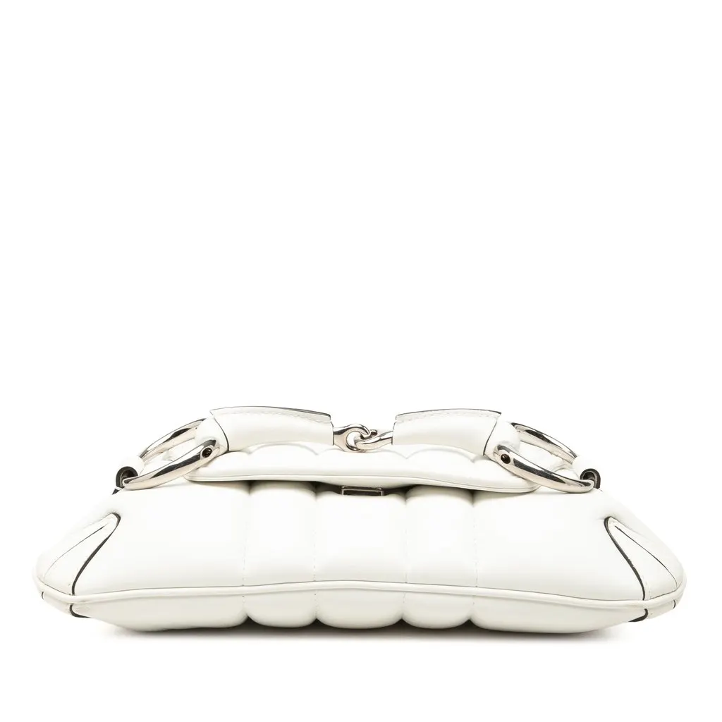 Gucci Small Quilted Calfskin Horsebit Chain Satchel White Leather Very good - Inside View
