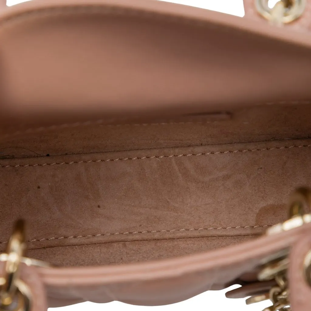 Dior Micro Lambskin Cannage Lady Dior Brown Leather Very good - Model View