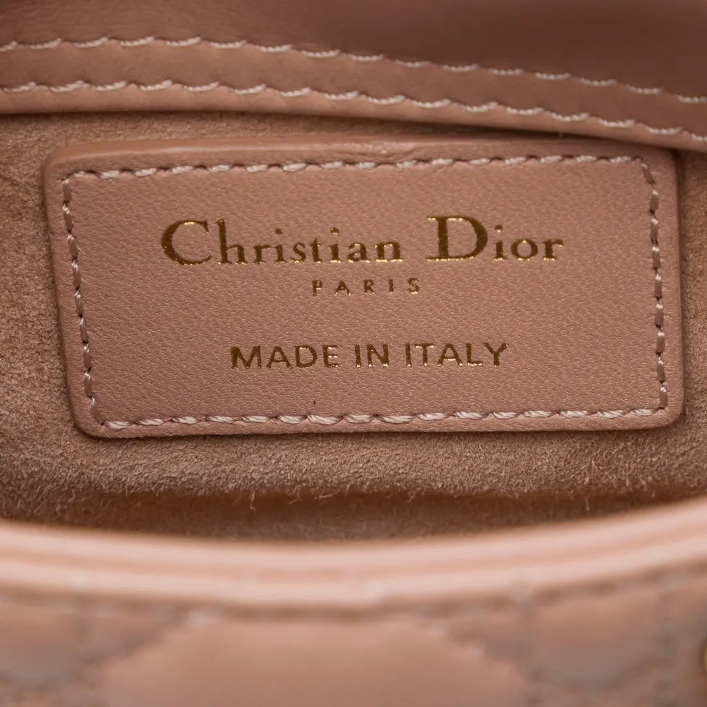 Dior Micro Lambskin Cannage Lady Dior Brown Leather Very good - Box View