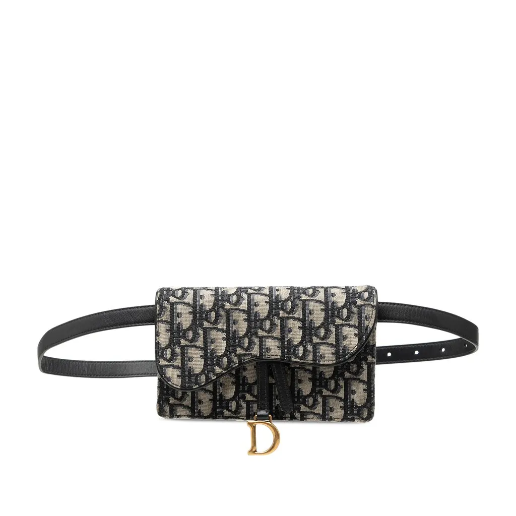 Dior Oblique Canvas Saddle Belt Bag Blue Canvas Very good - Front View