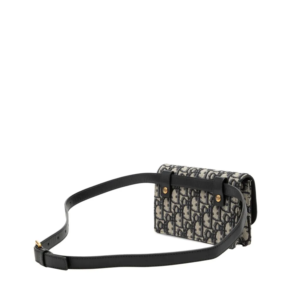 Dior Oblique Canvas Saddle Belt Bag Blue Canvas Very good - Back View