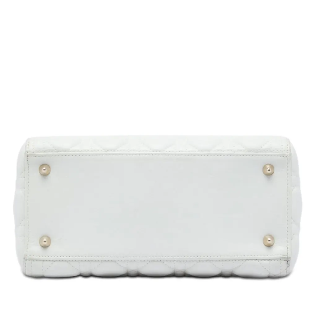 Dior Medium Lambskin Cannage Lady Dior White Leather Very good - Inside View