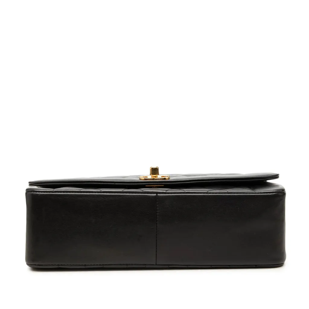 Chanel Small Quilted Lambskin Diana Single Flap Black Leather Good - Inside View