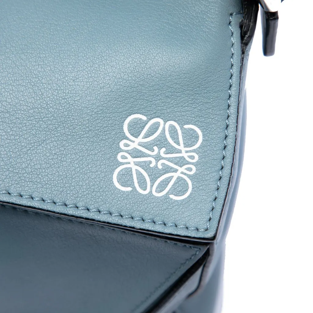 LOEWE Medium Calfskin Puzzle Satchel Blue Leather Very good - Box View