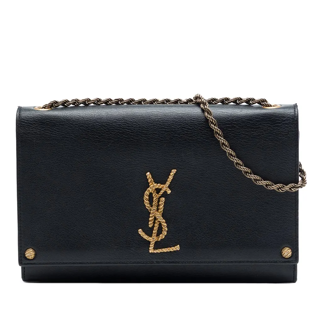 Saint Laurent Medium Smooth Calfskin Braided Monogram Kate Crossbody