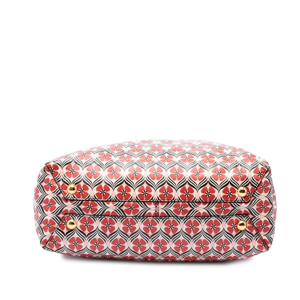 Miu Miu Leather Madras Floral Tote Red Leather Very good - Inside View