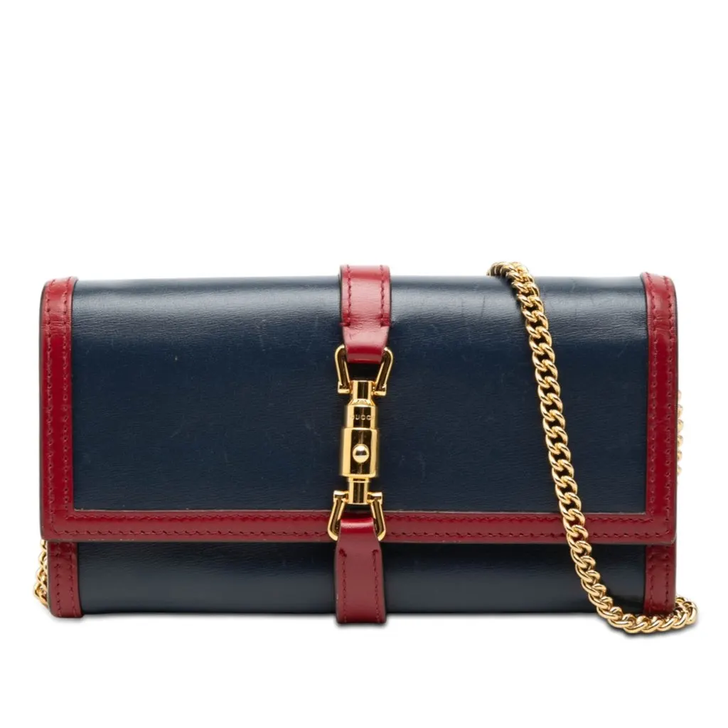 Gucci Bicolor Calfskin Jackie 1961 Wallet On Chain Blue Leather Very good - Front View