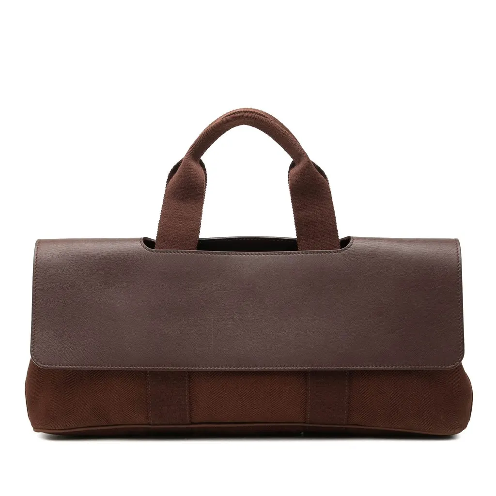 Hermès Toile and Swift Valparaiso Long MM Brown Very good - Front View