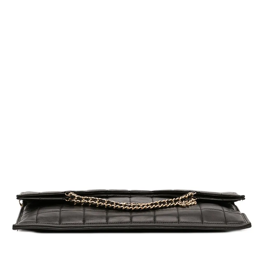 Chanel CC Chocolate Bar Lambskin Fold Down Envelope Shoulder Bag Black Leather Very good - Inside View