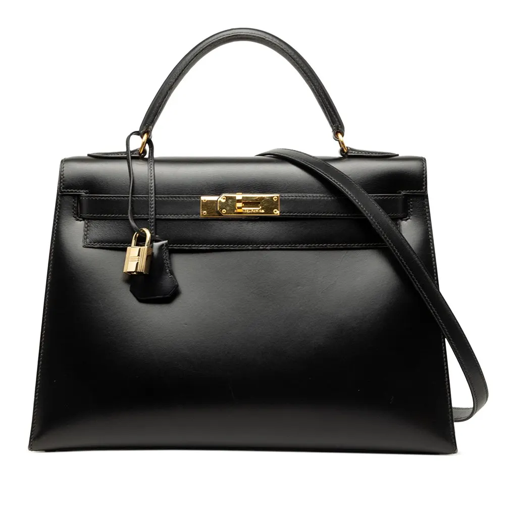 Hermès Box Calf Kelly Sellier 32 Black Leather Very good - Front View