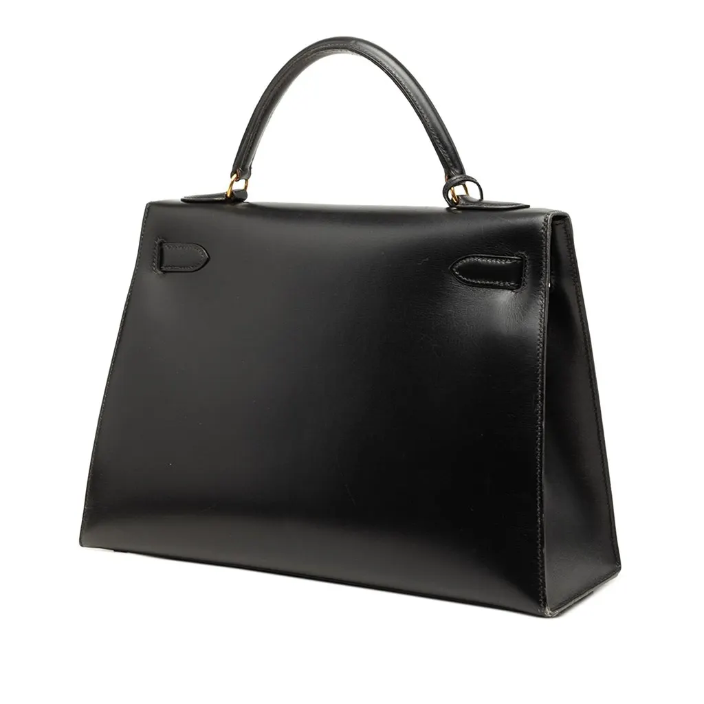 Hermès Box Calf Kelly Sellier 32 Black Leather Very good - Back View