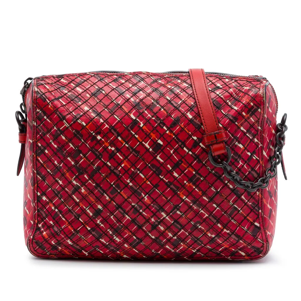 Bottega Veneta Printed Leather Camera Bag Red Leather Very good - Front View