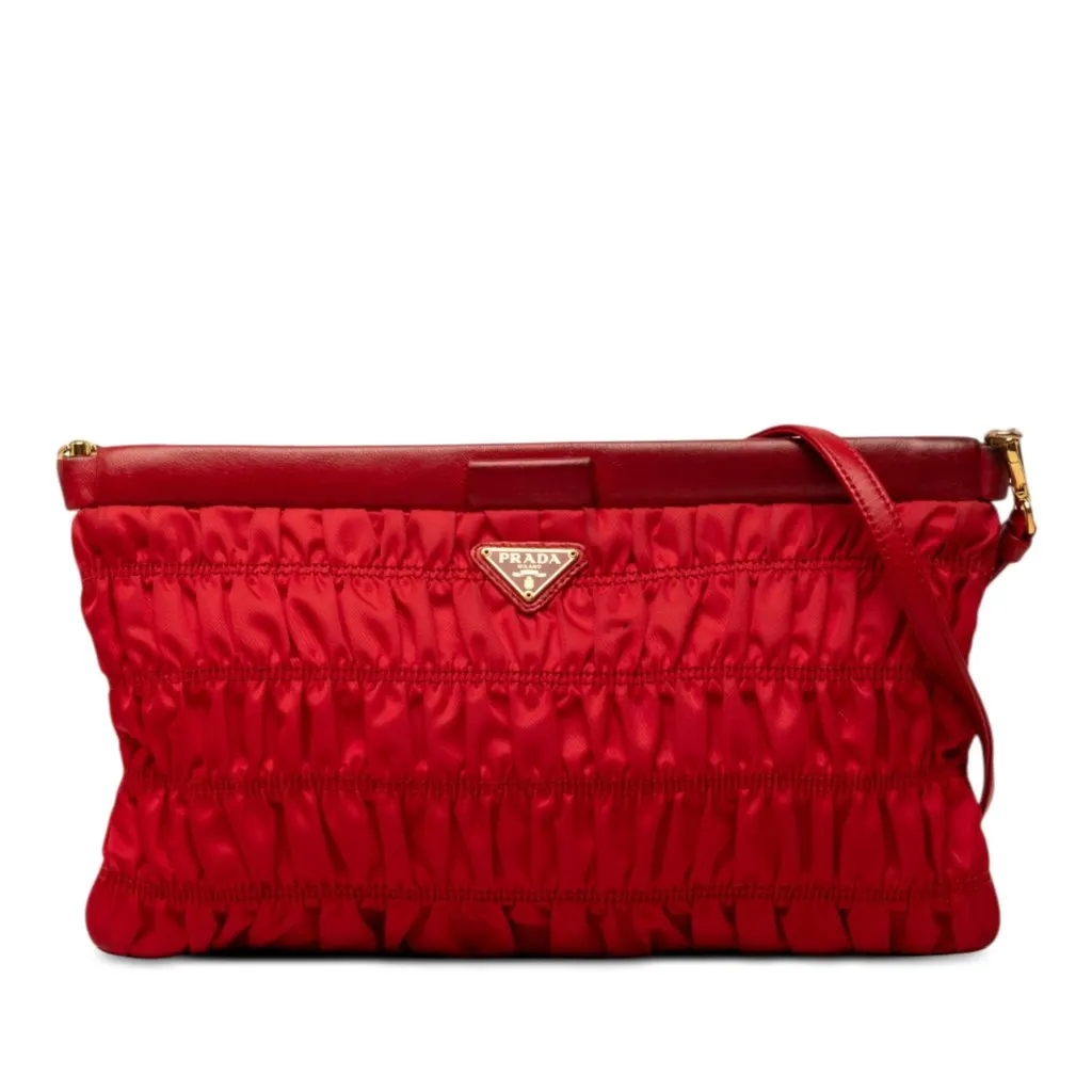 Prada Tessuto Gaufre Crossbody Red Very good - Front View