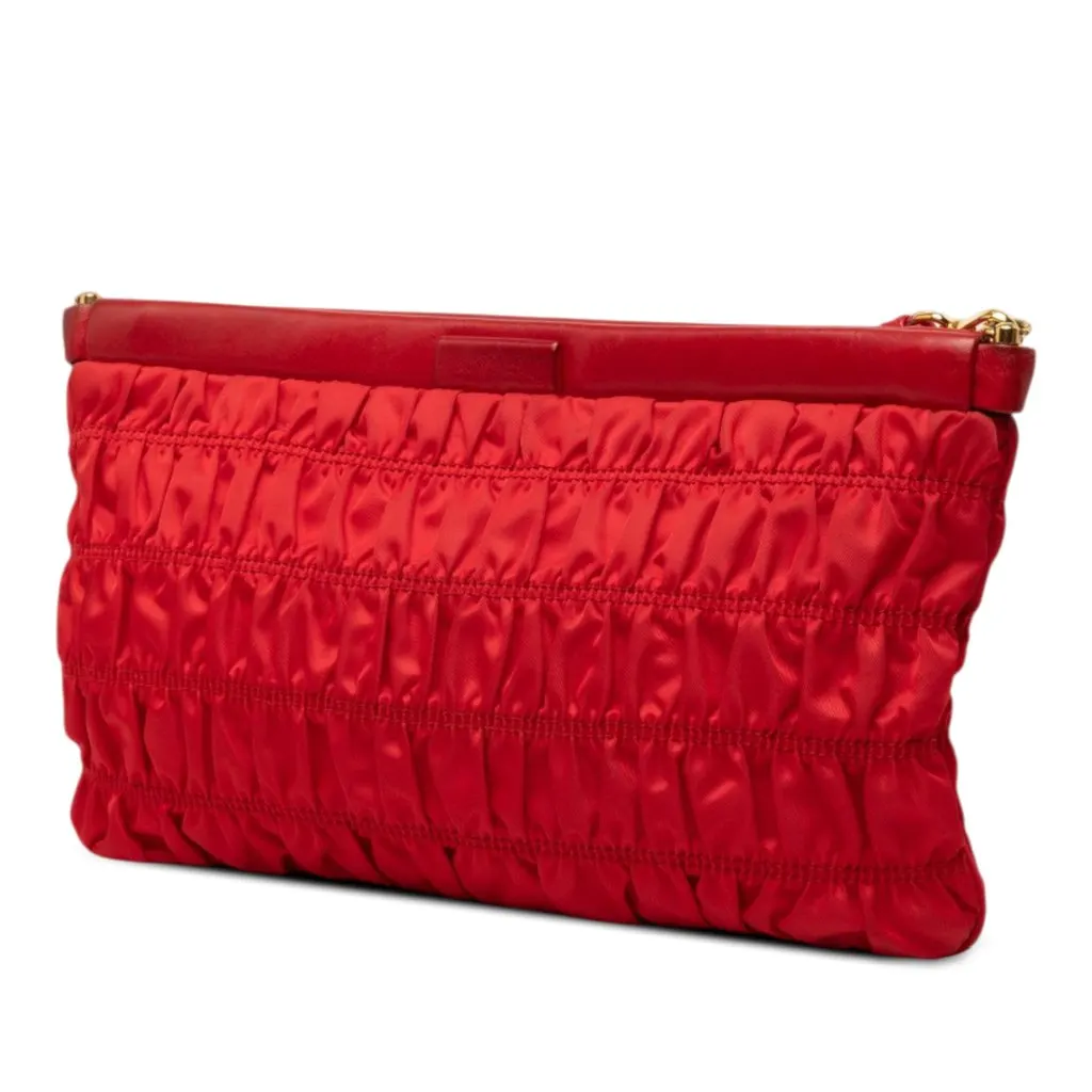 Prada Tessuto Gaufre Crossbody Red Very good - Back View