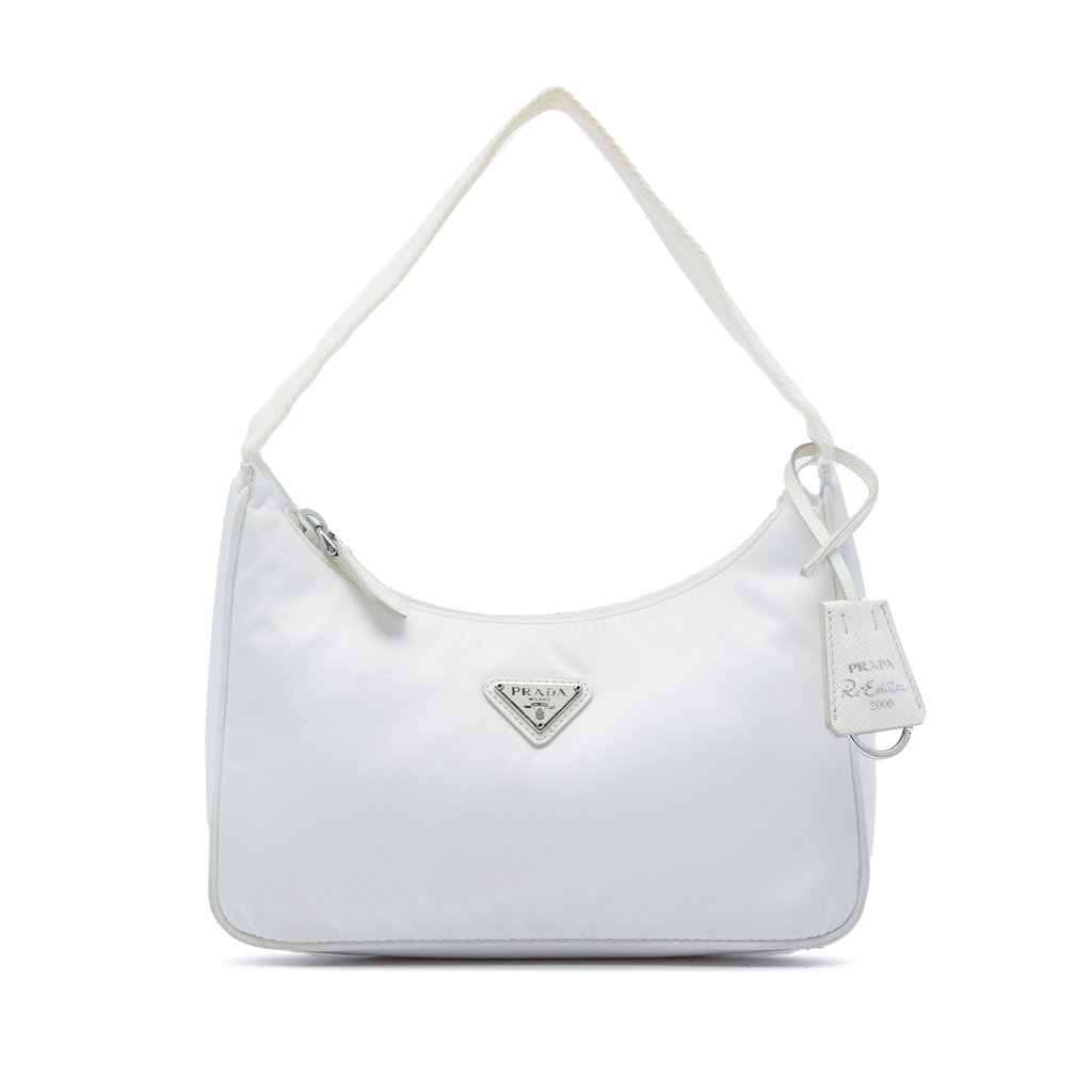 Prada Mini Tessuto Re Edition 2000 Shoulder Bag White Small