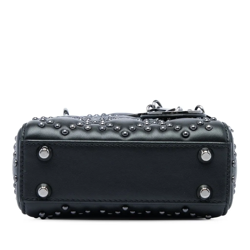 Dior Micro Lambskin Cannage Studded Supple Lady Dior Black Leather Very good - Inside View