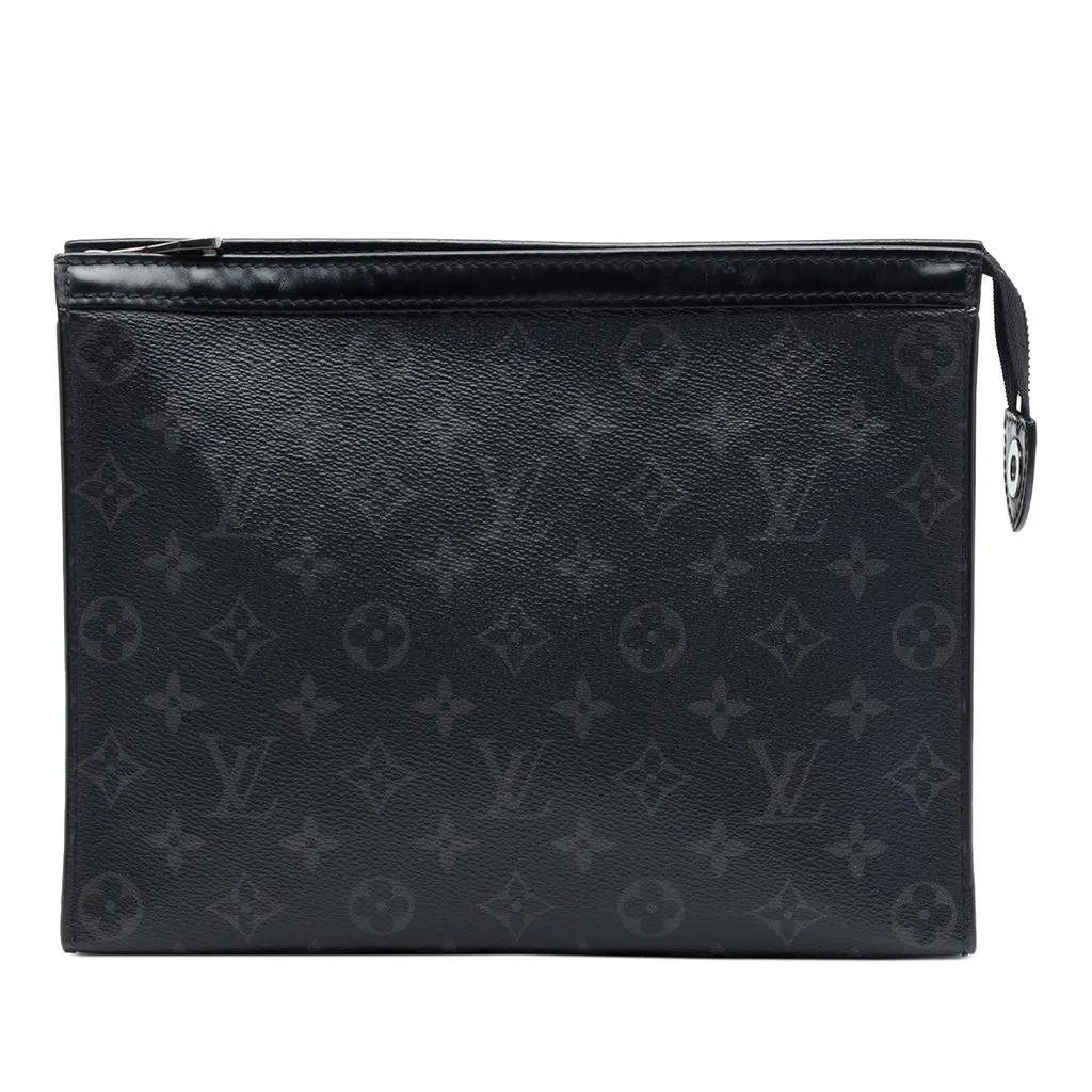 Louis Vuitton Monogram Eclipse Pochette Voyage MM Black Canvas Good - Front View