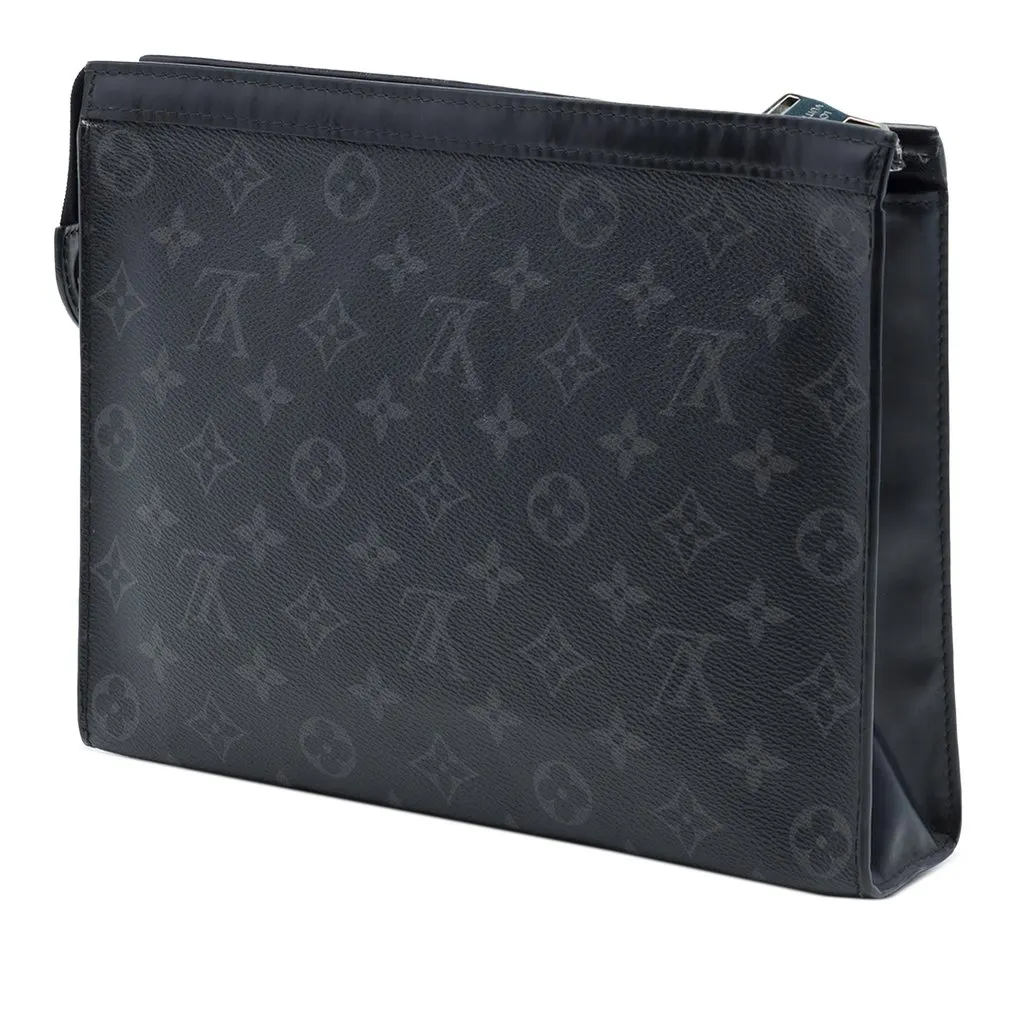 Louis Vuitton Monogram Eclipse Pochette Voyage MM Black Canvas Good - Back View