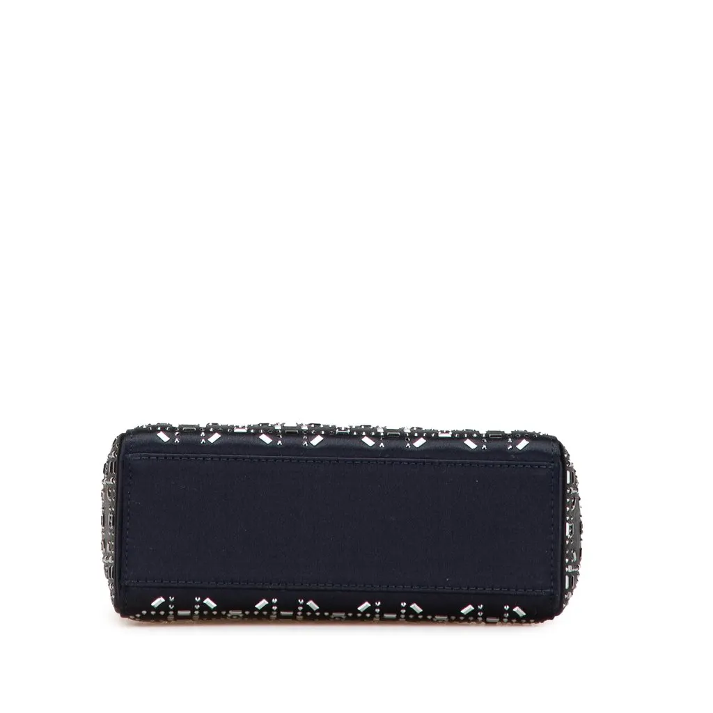 Dior Mini Satin Cannage Strass Crystal Embellished Lady Dior Blue Very good - Inside View