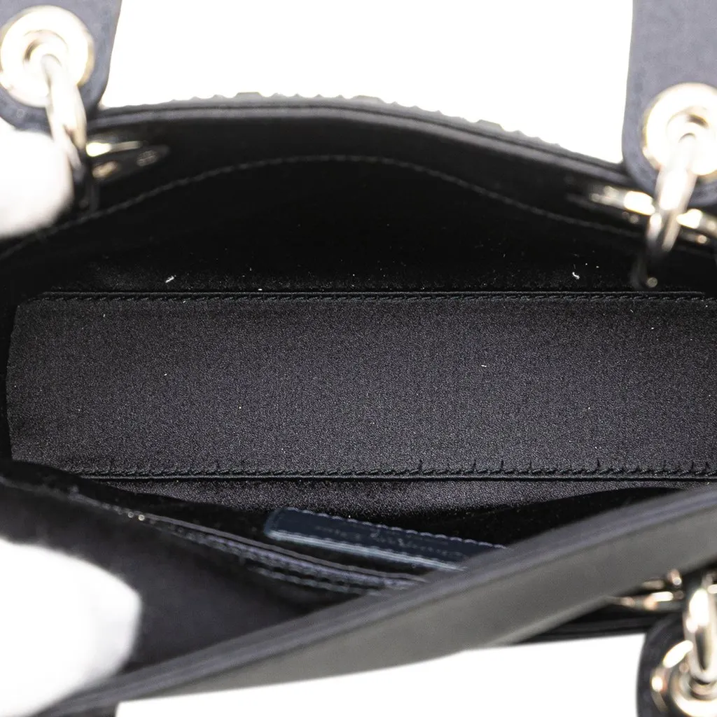 Dior Mini Satin Cannage Strass Crystal Embellished Lady Dior Blue Very good - Model View