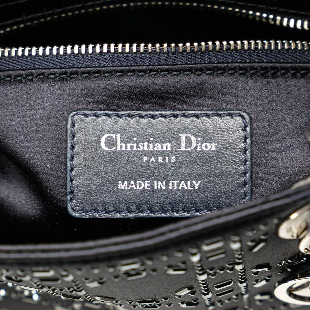 Dior Mini Satin Cannage Strass Crystal Embellished Lady Dior Blue Very good - Box View