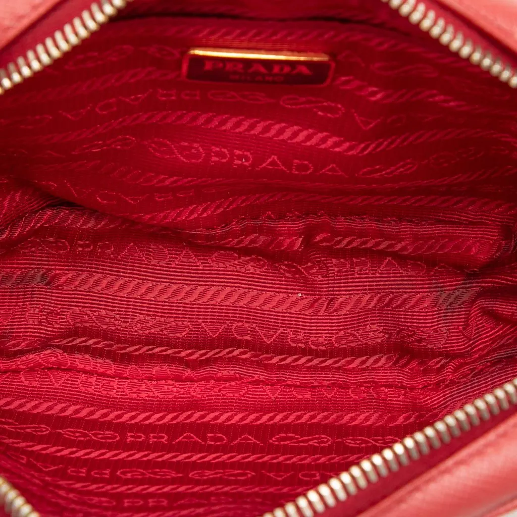 Prada Mini Saffiano Camera Bag Red Leather Very good - Model View