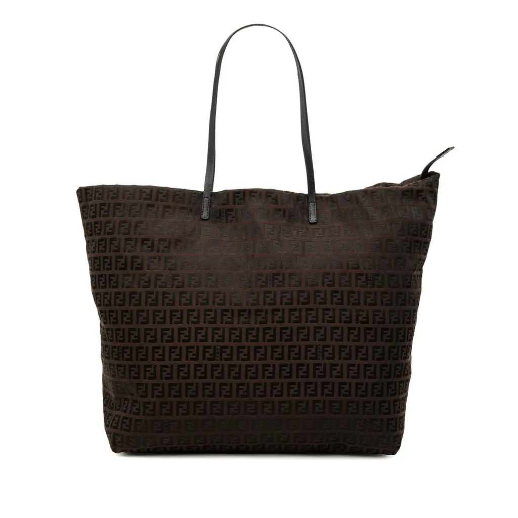 Fendi Zucchino Canvas Tote Brown Very good - Front View