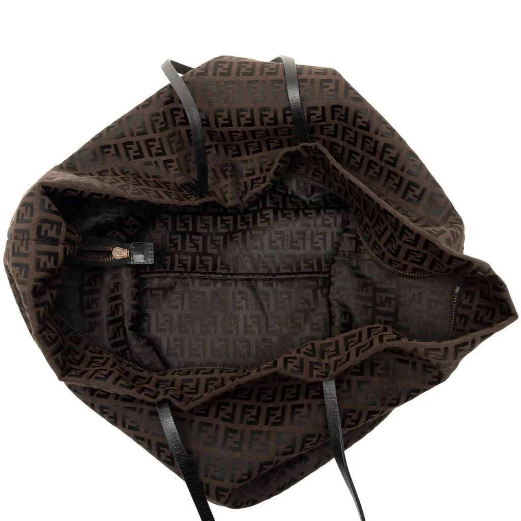 Fendi Zucchino Canvas Tote Brown Very good - Model View