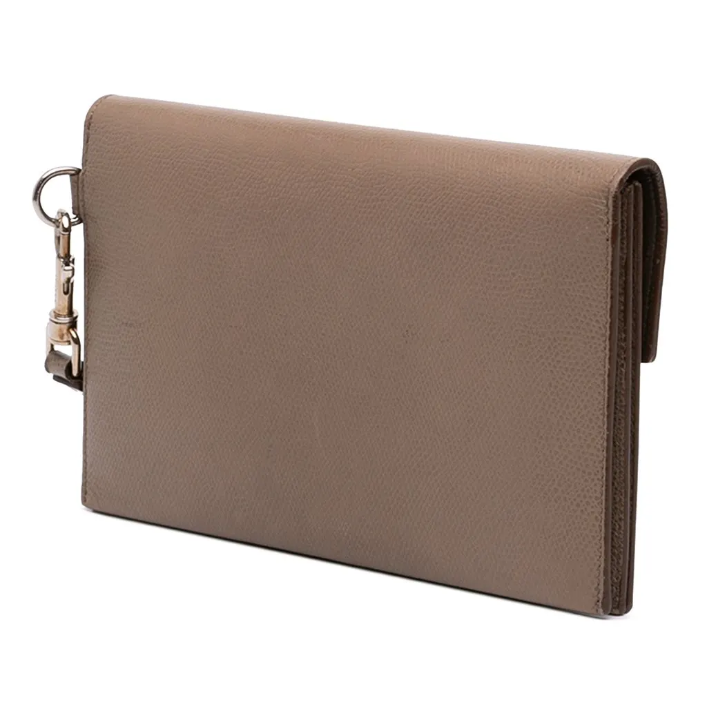 Celine Grained Calfskin Multifunction Clutch Brown Leather Very good - Back View