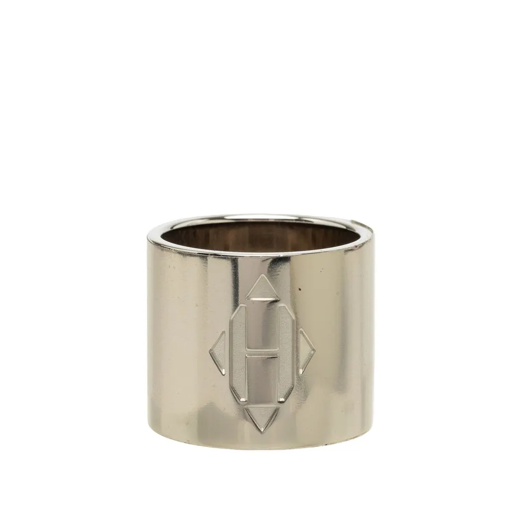 Hermès Palladium Plated H Diamant Scarf Ring Silver Palladium Very good - Front View
