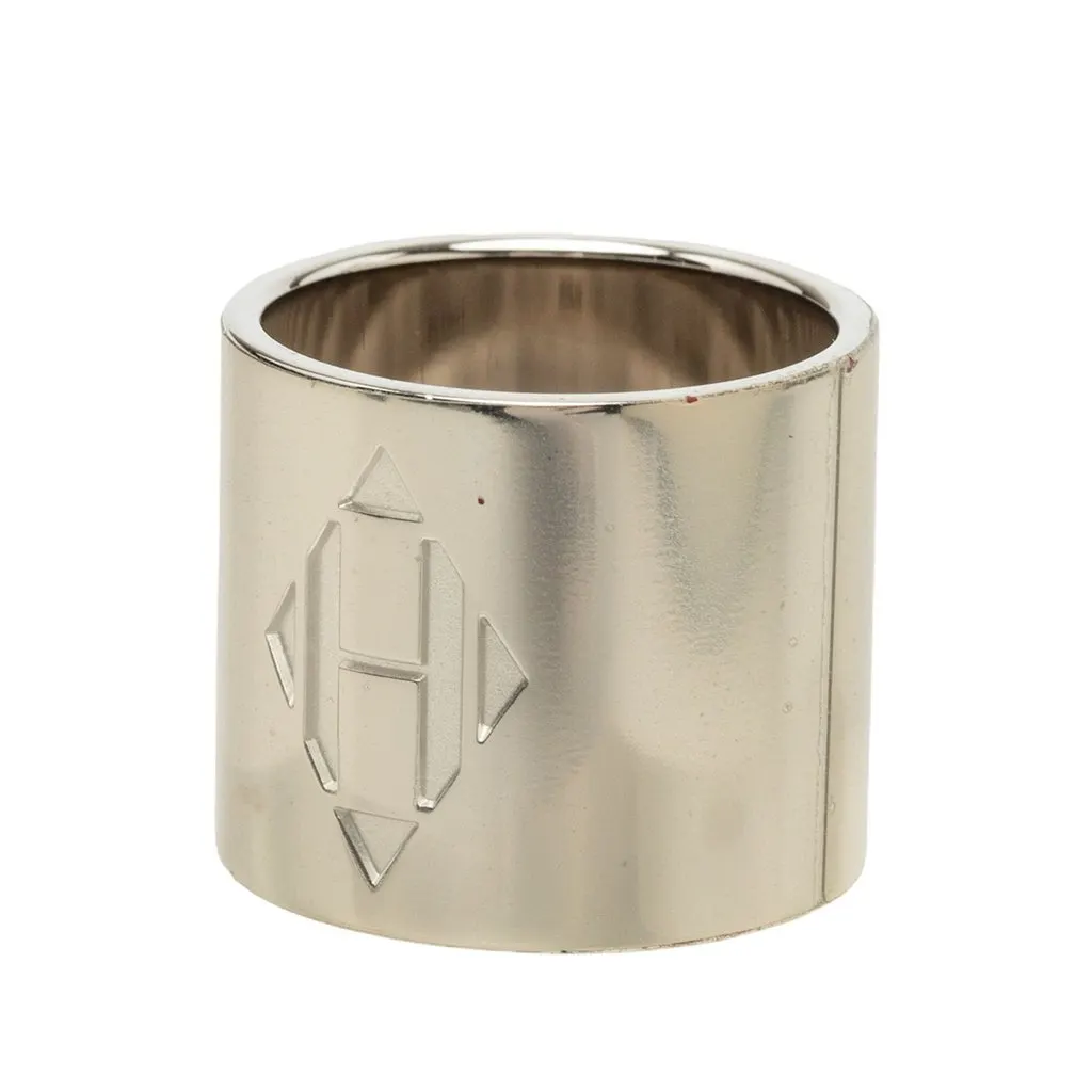 Hermès Palladium Plated H Diamant Scarf Ring Silver Palladium Very good - Back View