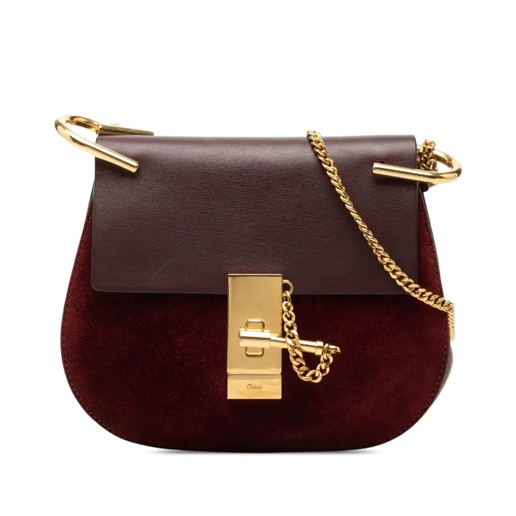 Chloé Mini Bicolor Suede and Calfskin Drew Crossbody