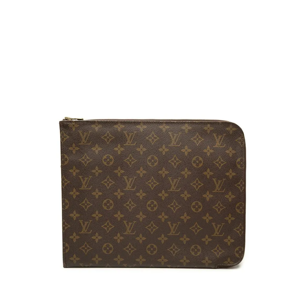 Louis Vuitton Monogram Poche Documents Portfolio 30 Brown Canvas Good - Front View