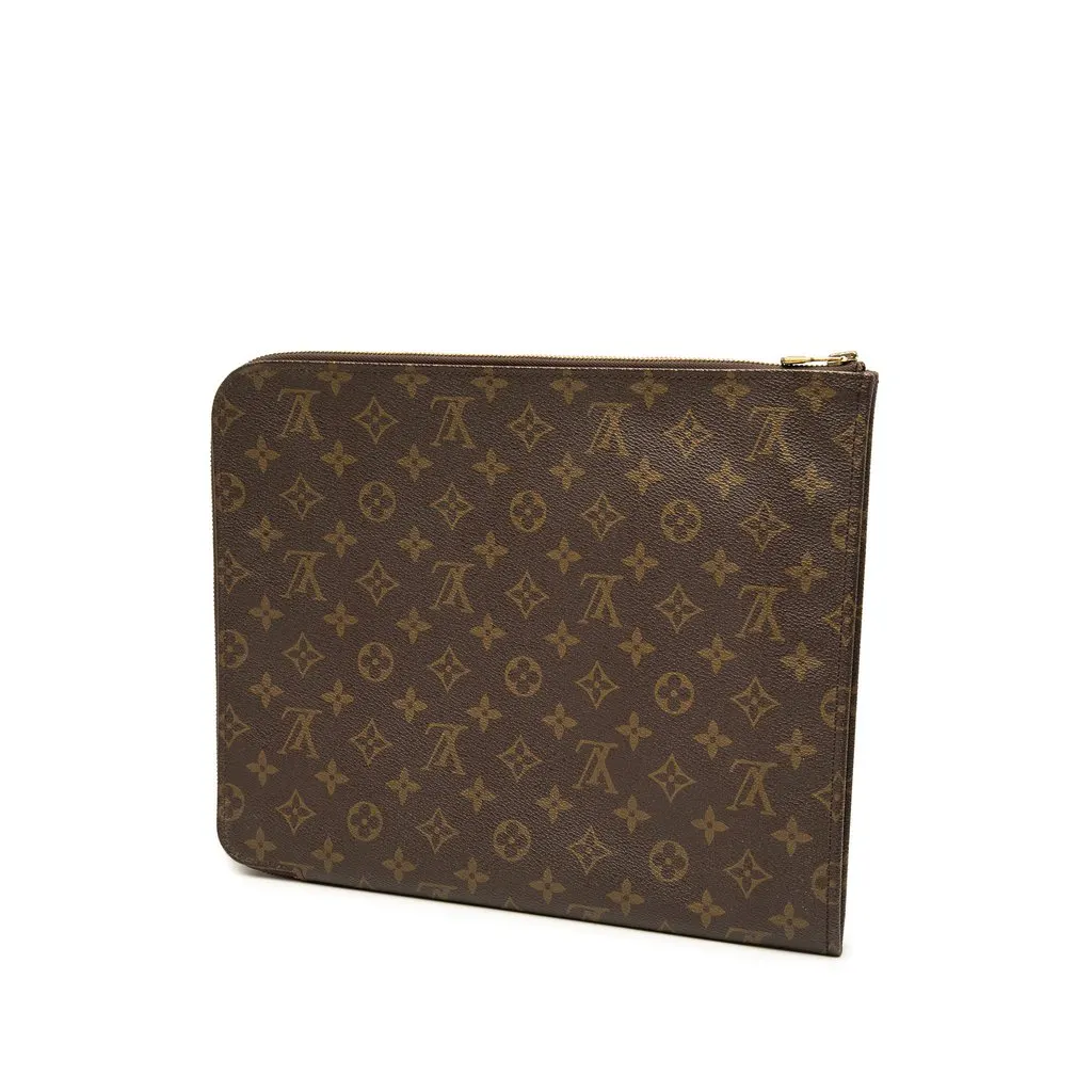 Louis Vuitton Monogram Poche Documents Portfolio 30 Brown Canvas Good - Back View