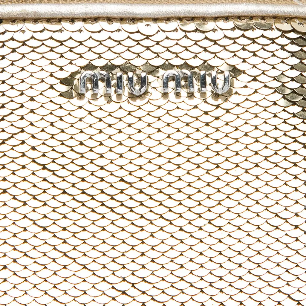 Miu Miu Metallic Sequin Clutch Gold Very good - Box View