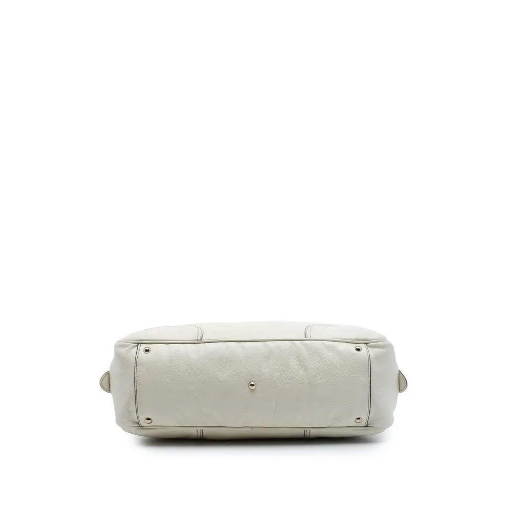 Gucci Large Calfskin Web Princy Weekender White Leather Good - Inside View