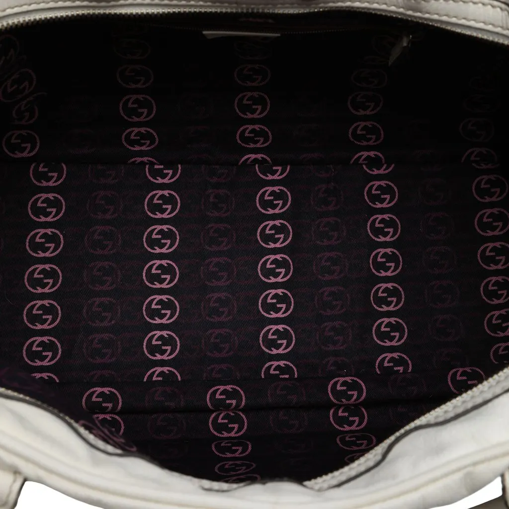 Gucci Large Calfskin Web Princy Weekender White Leather Good - Model View