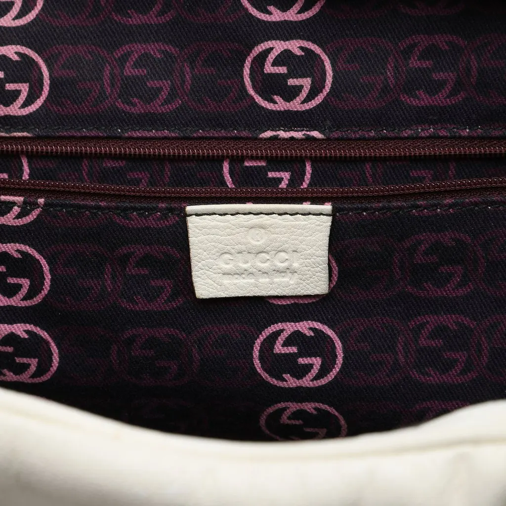 Gucci Large Calfskin Web Princy Weekender White Leather Good - Box View