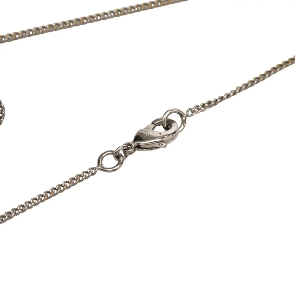 Chanel CC Brass Faux Pearl Pendant Necklace Silver Metal Very good - Inside View