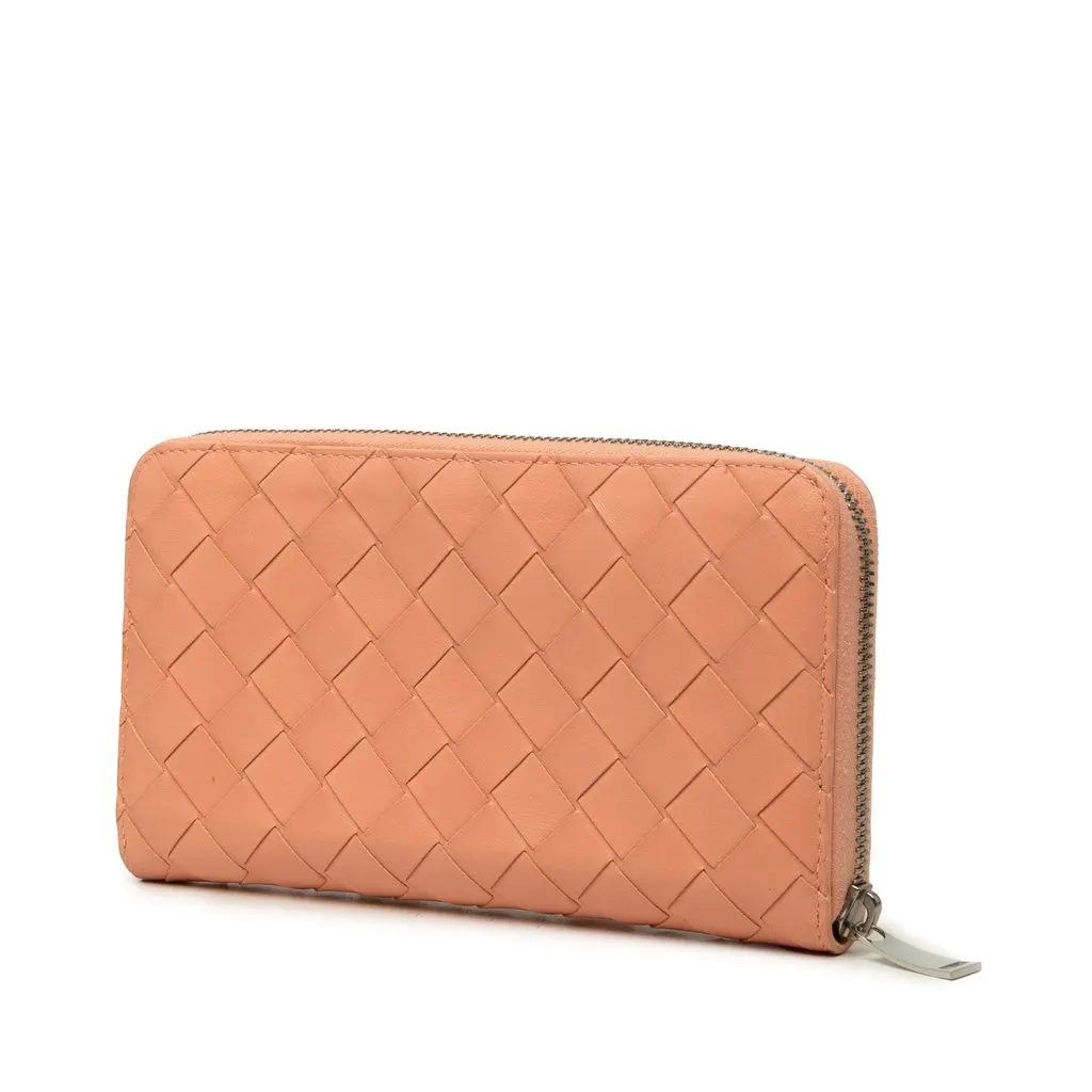 Bottega Veneta Nappa Intrecciato Zip Around Long Wallet Orange Leather Very good - Back View