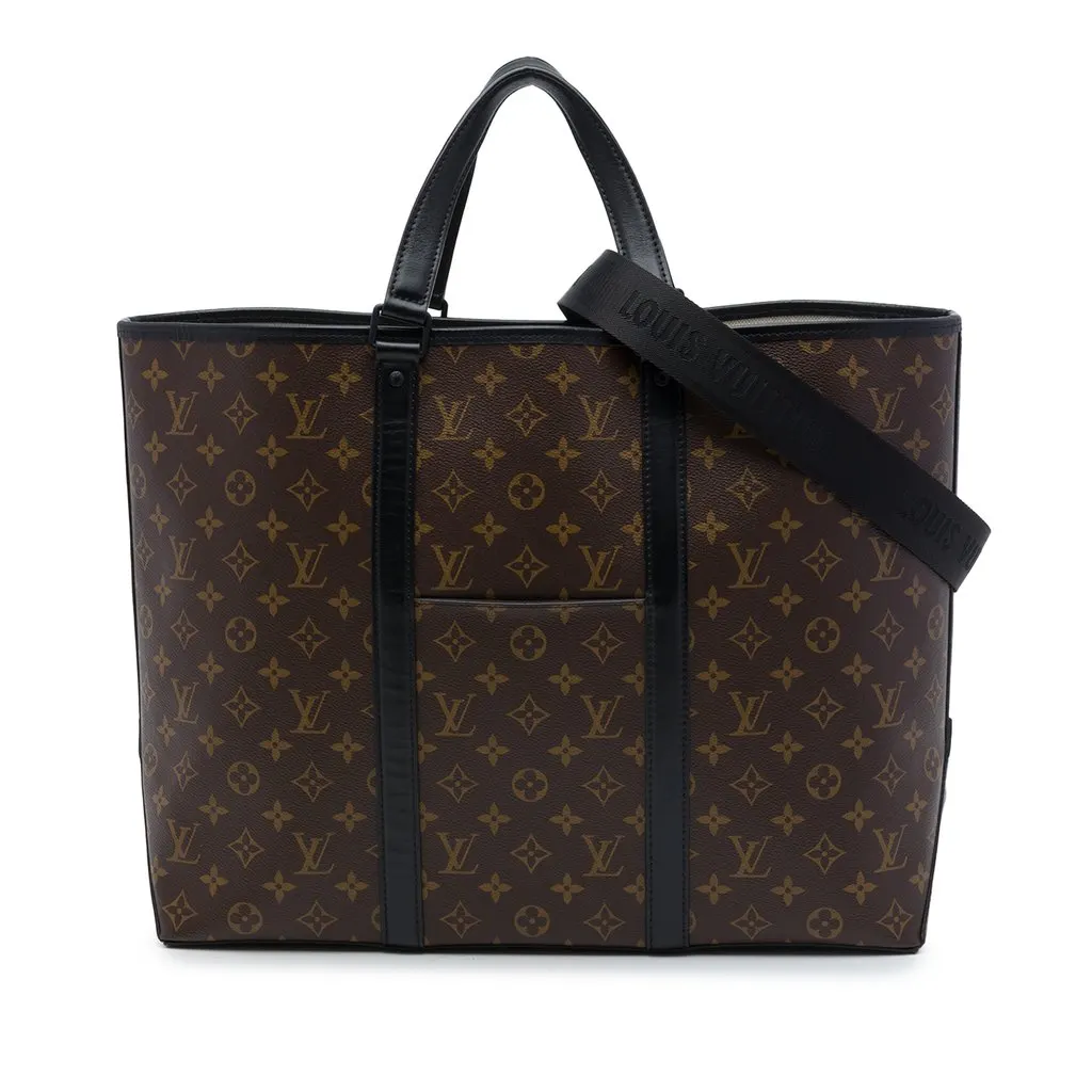 Louis Vuitton Monogram Macassar Weekend Tote GM Brown Very good - Front View