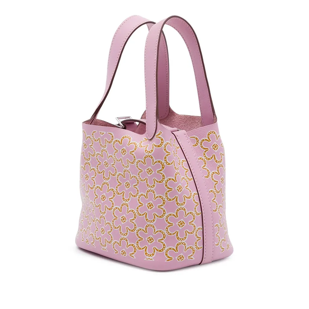 Hermès Micro Swift Lucky Daisy Picotin Lock 14 Pink Leather Very good - Back View