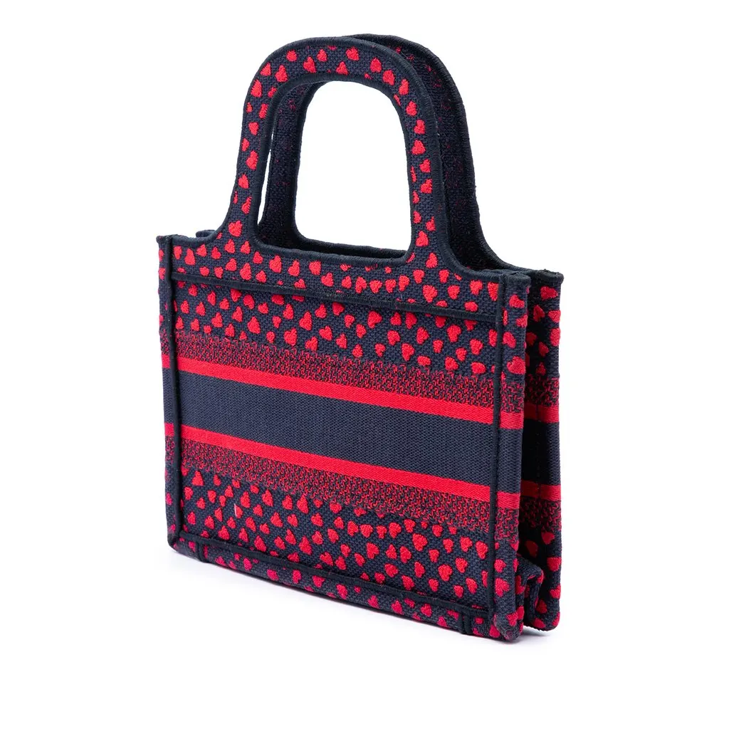 Dior Mini Embroidered Canvas Pop Heart I Love Paris Book Tote Red Very good - Back View