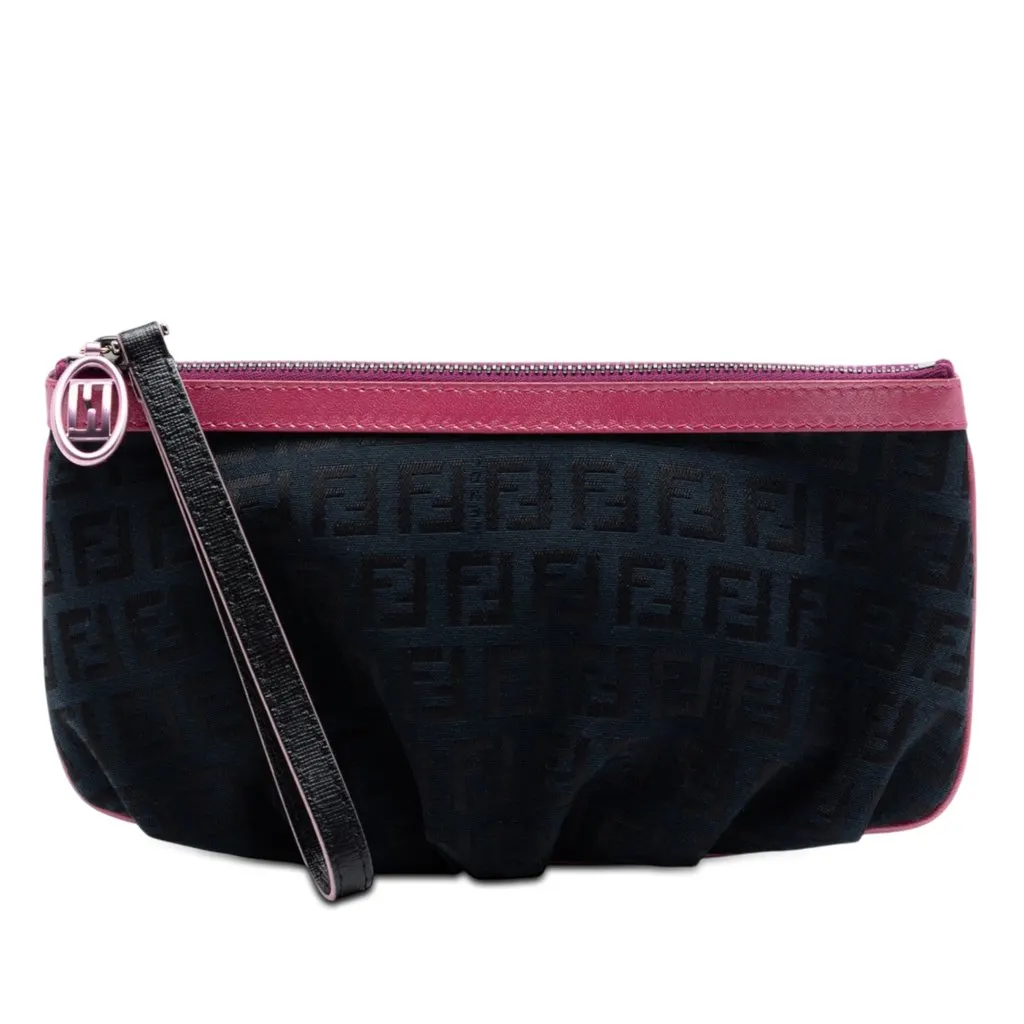 Fendi Zucchino Canvas Pouch Black Very good - Front View