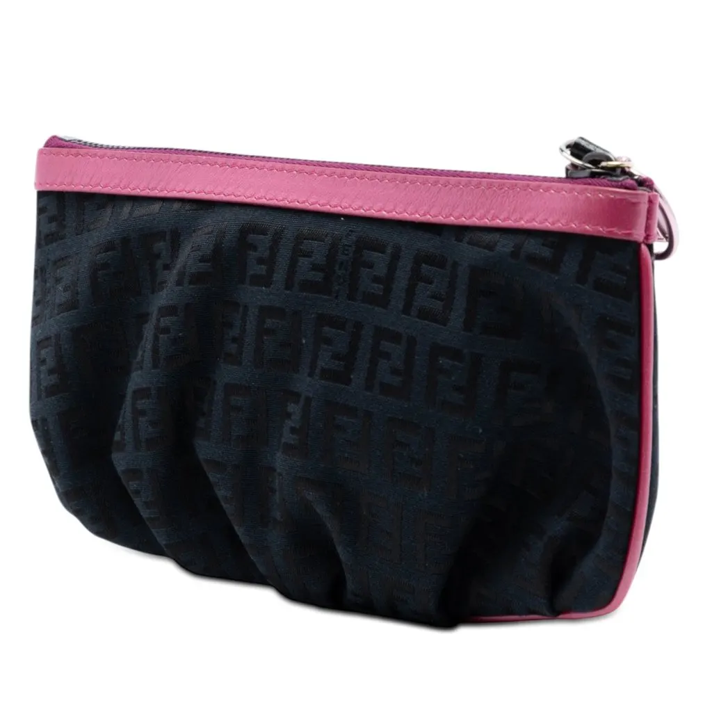 Fendi Zucchino Canvas Pouch Black Very good - Back View