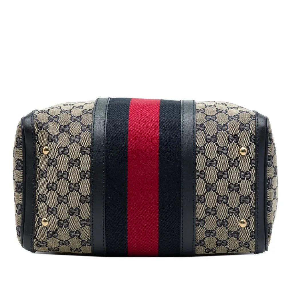 Gucci Medium GG Canvas Web Joy Boston Bag Beige Canvas Good - Inside View