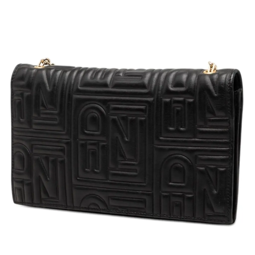 Fendi Embossed Nappa Logo Chain Clutch Black Leather Very good - Back View