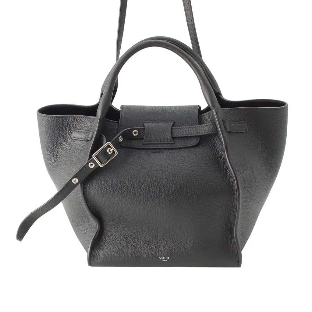 Celine Medium Supple Grained Calfskin Big Bag Black Leather Very good - Front View