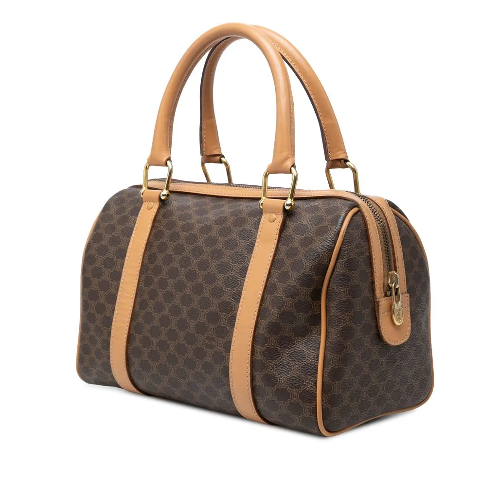 Celine Macadam Coated Canvas Boston Bag Brown Canvas Good - Back View